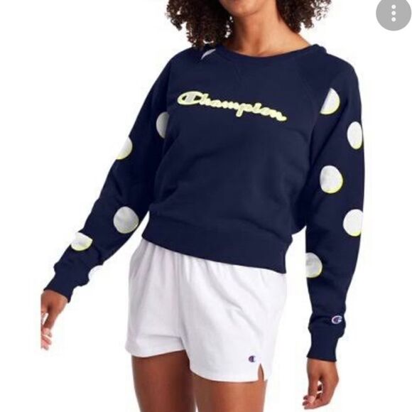 Champion Campus Navy French Terry Crew Neck Pullover Sweatshirt Size M - Picture 1 of 12